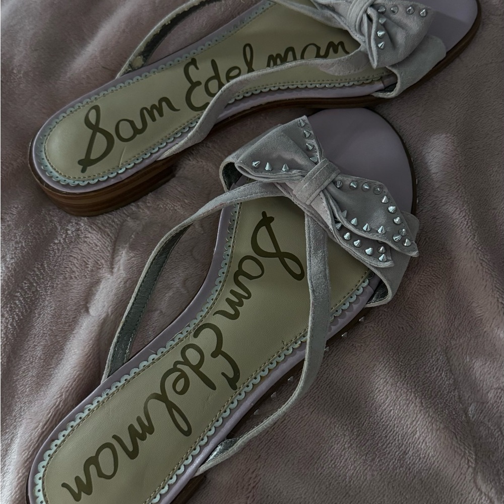 Sam Edelman Light pink Bow Studded Slide Sandals